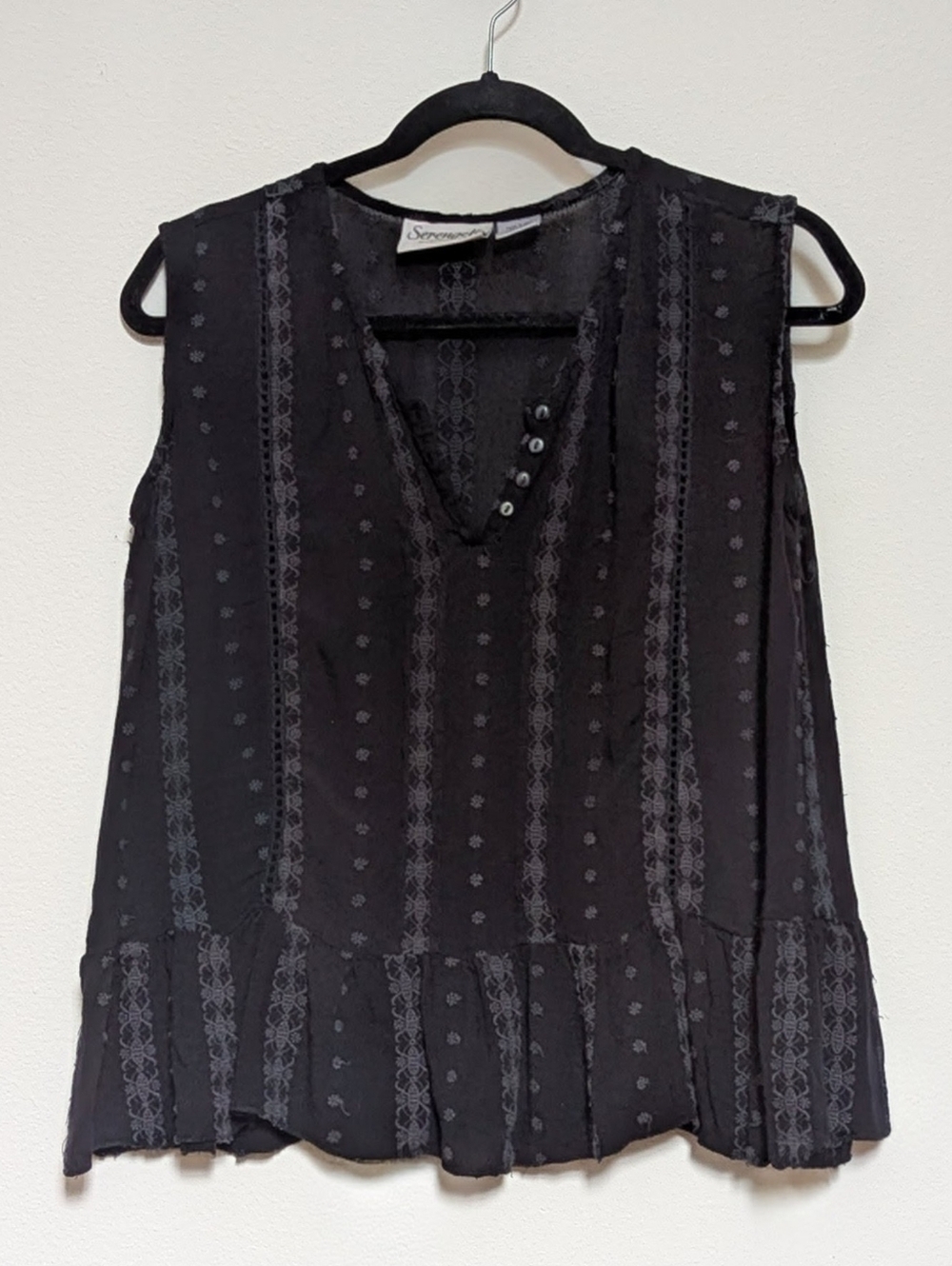 Embroidered Boho Tank | Black Rayon